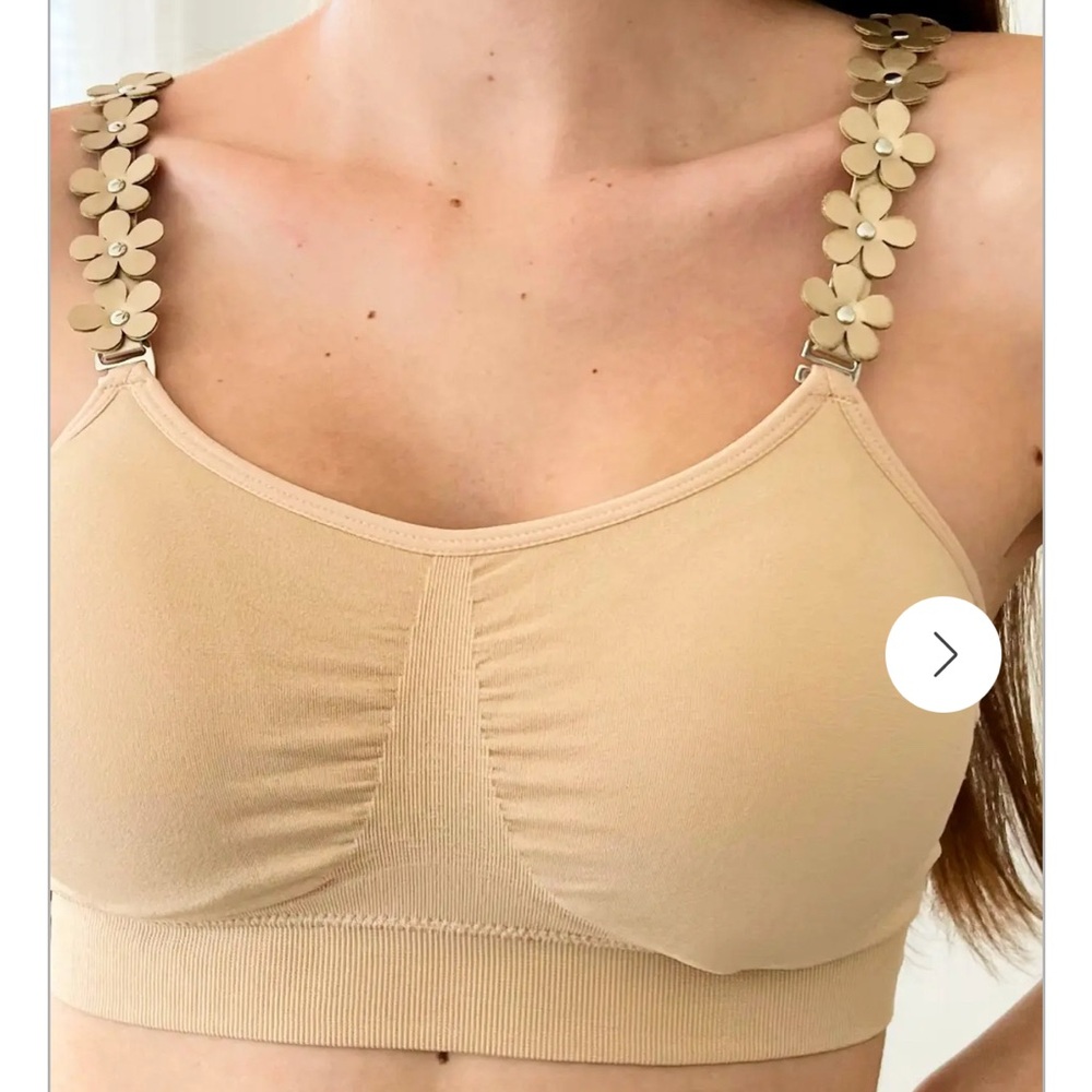 Strap its Situation Bra - Nude W Vegan Gold Flowers